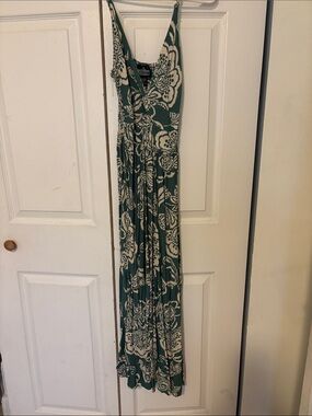 Angie Green and Cream Floral Maxi Dress
